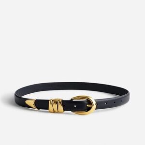 Madewell Triple Metal Keeper Belt in Leather and Gold Size M True Black